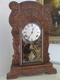 Antique Wood Parlor Mantel Clock 
