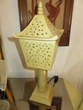 Vintage Pierced Ceramic Pagoda Table Lamp