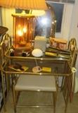 Vintage Brass Vanity Dressing Table with Stool