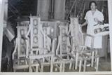 Actual Black/White Photos of Teak Dining Table Set and Living Room Furniture being made with the original owner from K Wee & Co Furniture