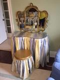 French Silk Women's Mirrored Vanity & Stool