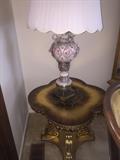 Gold ornate 4 leaf clover table
Capodimonte lamp