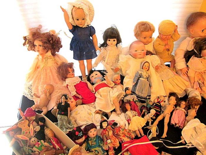 close up of dolls 