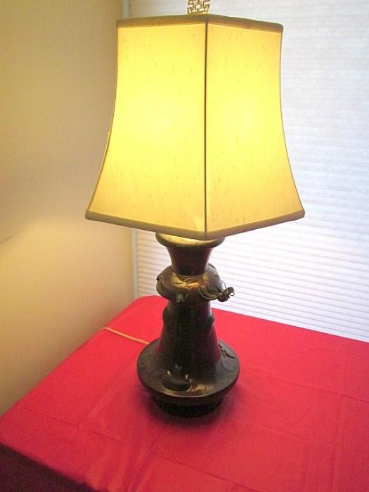 Oriental bronze lamp.