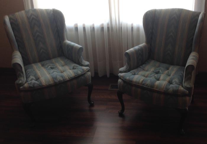 Matching wingback queen Ann chairs