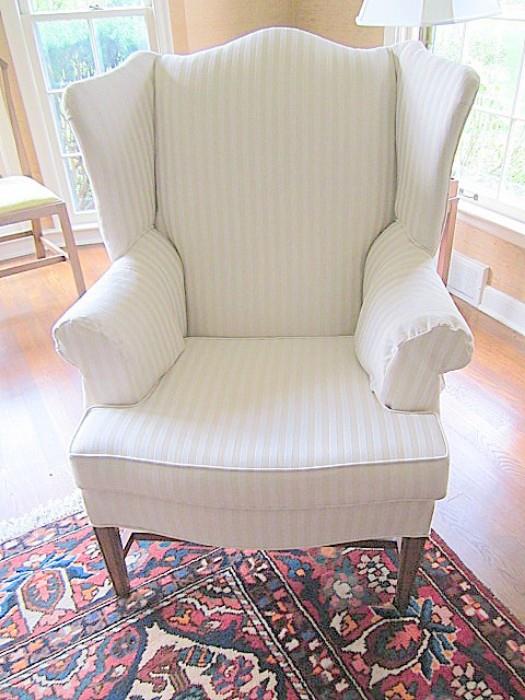 Chippendale style wingback chair.