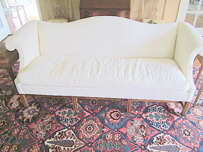 Chippendale style Camel Back sofa.