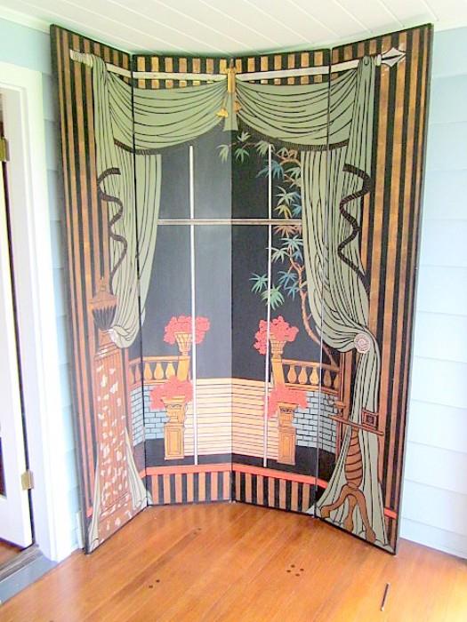 Art Deco period folding room divider screen.