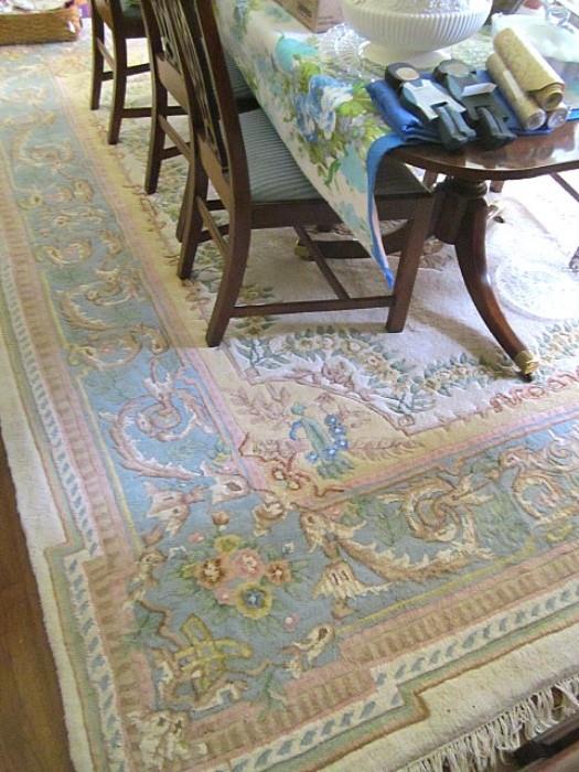 Oriental rug in dining room.