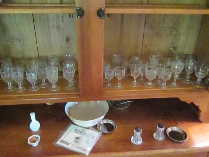 Some of the antique pattern glass small stemware.