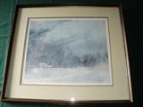 Herb Jones - Midwinter Memories, Ed1500
SKU # CBF001
Beginning item price - $20.00
Buy It Now Price - $275.00
Description
Framed, double-matted, hand-signed limited edition color print (Ed1500). Framed size is 24-3/4"x21-7/8"x1-3/8". Slight condition issues on backing paper only including tears, moisture mark and slight indications of some foxing. Needs new backing paper.
http://www.ctonlineauctions.com/storecatalog.asp?userid=996