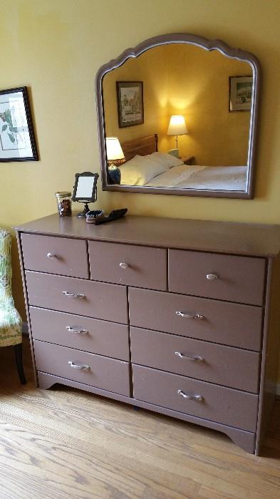nine drawer painted dresser with mirror