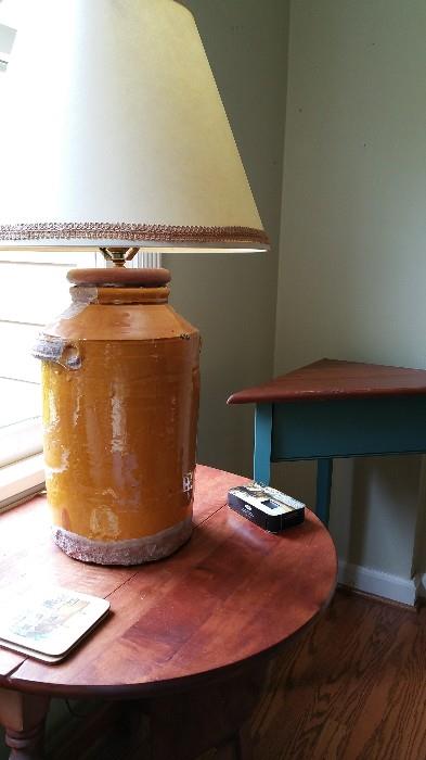 lamp made from antique stoneware jar