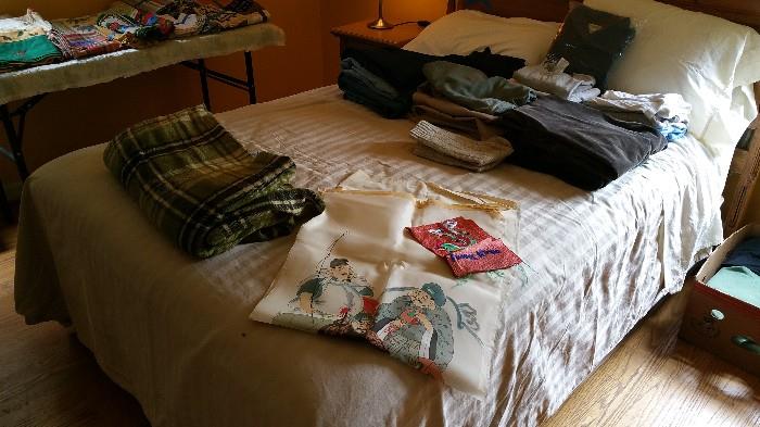 wool blankets....silk....double bed
