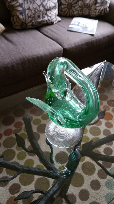 Murano glass swam - very cool but as is - base has been re-applied to bird