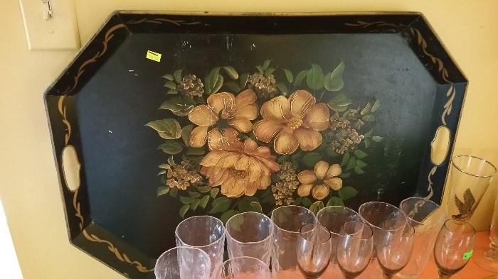 vintage tole tray - large
