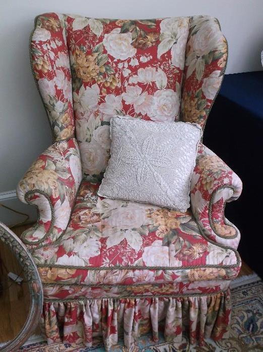 High back wing chair