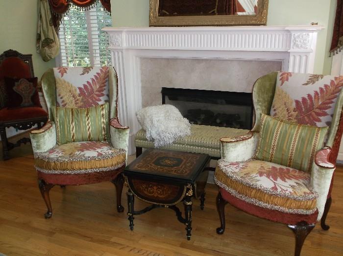 Pair of gorgeous wing back chairs