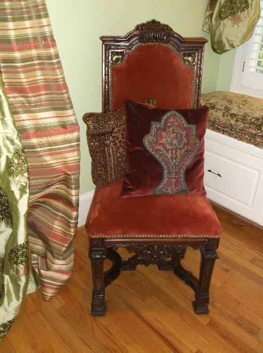 Antique mahogany chair w/detailed carving