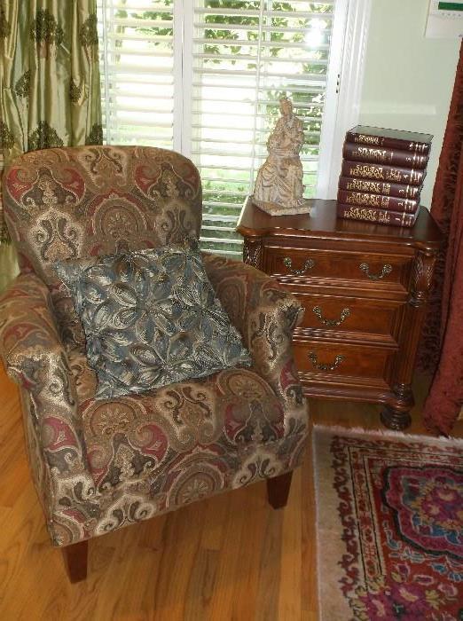 Paisley print upholstered chair