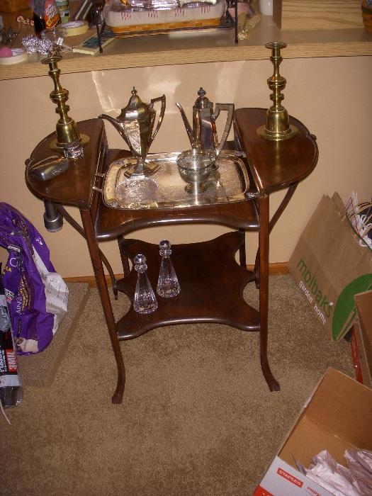 SILVER AND SILVER PLATE ART NOUVEAU DISPLAY       TABLE 