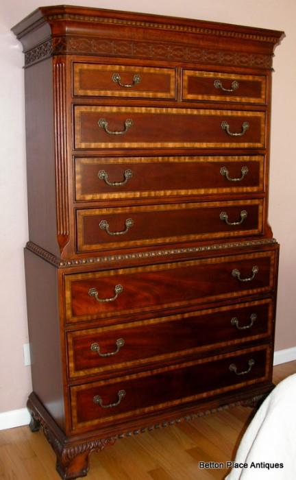 Exquisite Chest on Chest detailed inlay Henredon Furniture company