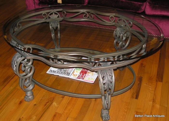 Glass top contemporary metal leg coffee table