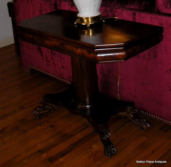 Fabulous Mahogany Game Table Claw foot 1830 era