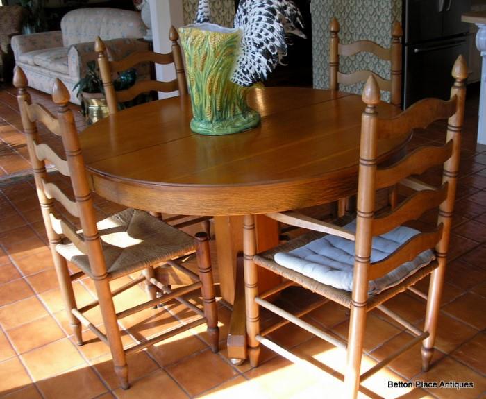 Kitchen Oak Table/4 ladderback chairs