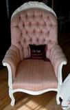 Victorian Chair painted white, soft pink fabric