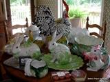 Large Selection of Fitz &  Floyd Le Lapin Rabbit Toureens, Large Italian Intrada Chicken Vase, Smaller pieces, just some of what is in the Estate