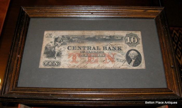 10 dollar Central Bank SN 4895 Dated Dec 1859, signed Gates