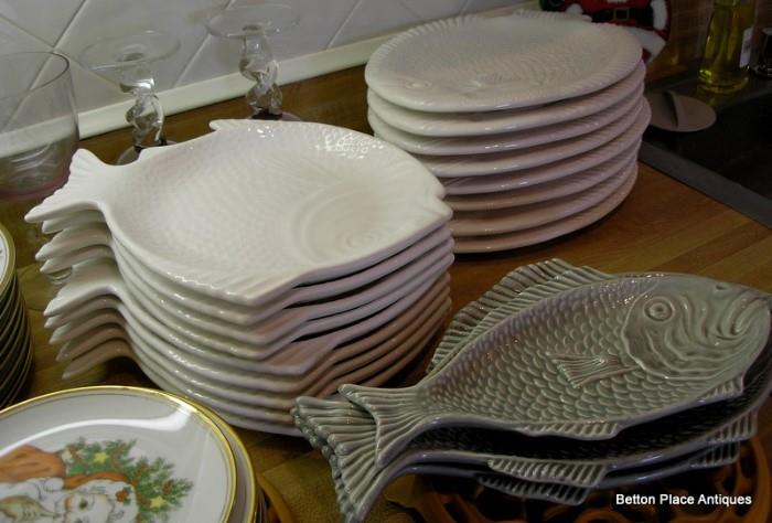 Fish serving plates. Vintage some F&F some Italian