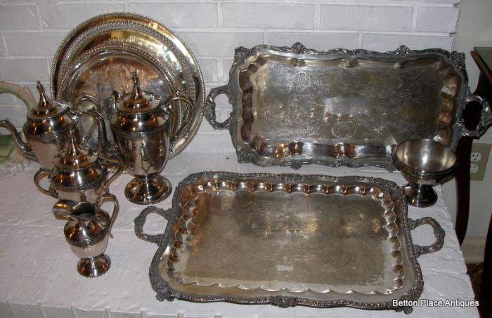 Silverplate Trays and serving set