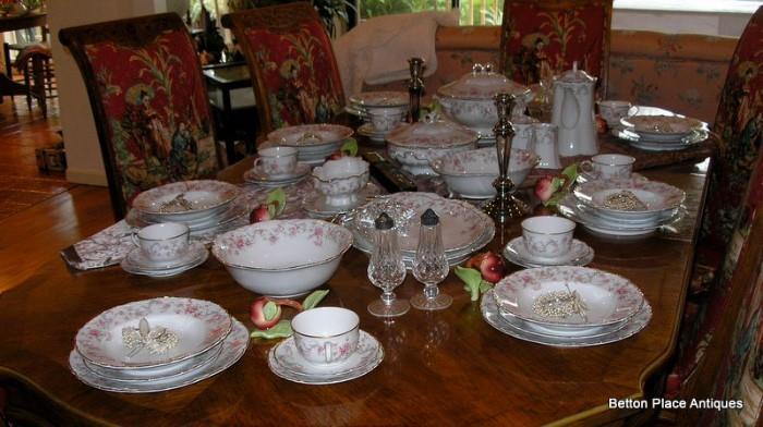 Hutchenreuther China ...pink roses , 8 place setting with serving pieces and Platters