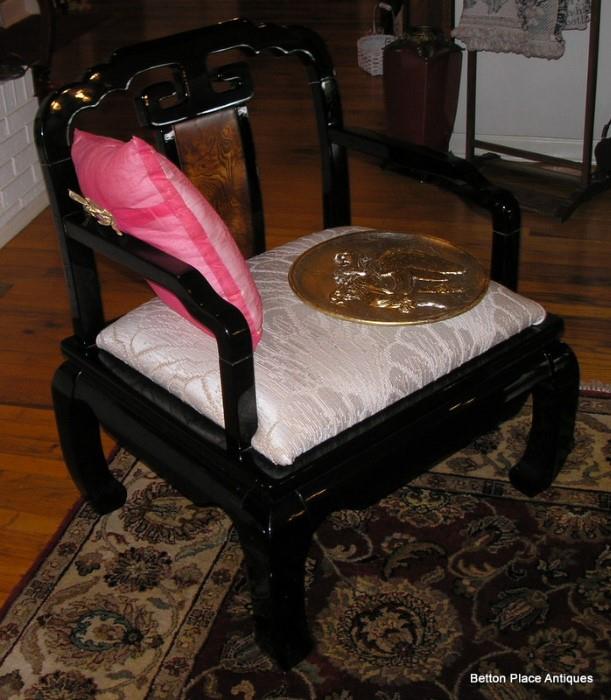 Asian Black Lacquer Chair