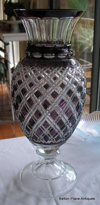Gorgeous amethyst cut glass Vase