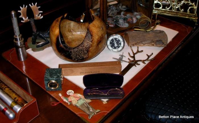 Misc Office Desk items and an exquisite carved Bowl by Mike Bond