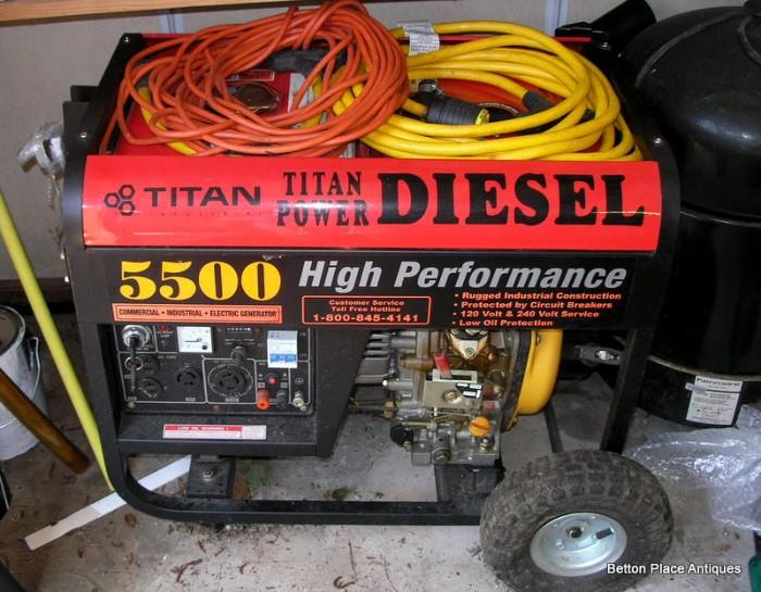 Titan 5500 watt diesel generator, brand new Battery and working all the way....