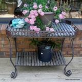 Metal and wood planter stand
