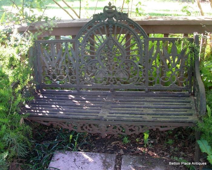 Antique Cast Iron Garden Bench, very heavy, intricately woven seat, this is fantastic