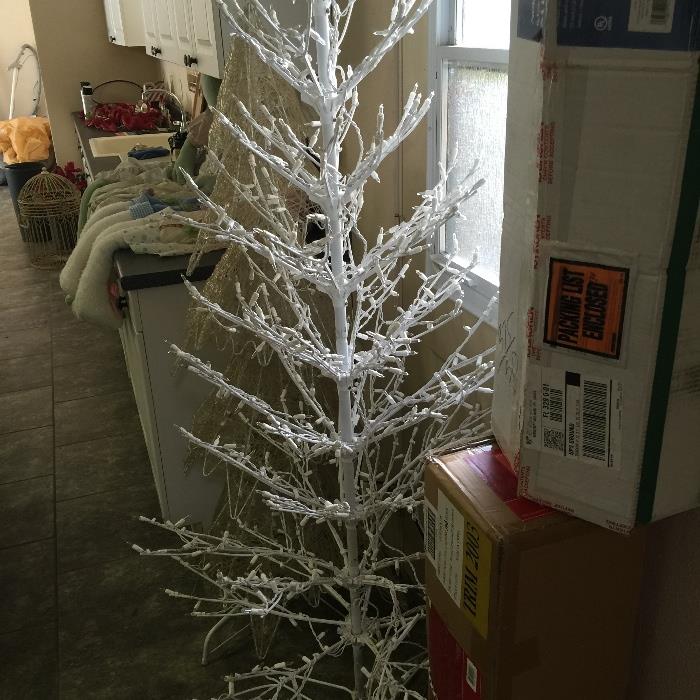 White Christmas tree with lights
