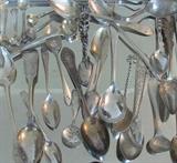 Various spoons, Sterling, Coin etc. Some souvenir spoons also.