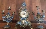 Ornate Mantle Clock and Candelabra's