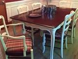 Country French Dining Table with Two Arm Chairs, Four Side Chairs 