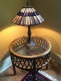 Tiffany Style Lamp and bamboo glass top table