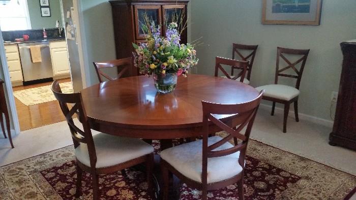 Large Round Dining Table, 6 Dining Chairs