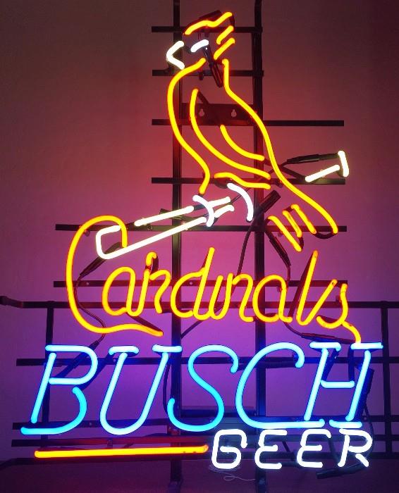 St Louis Cardinals Busch Beer Neon Sign 
