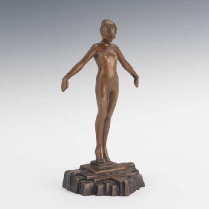 Art Deco Bronze Sculpture of a Nude, signed Glauber
