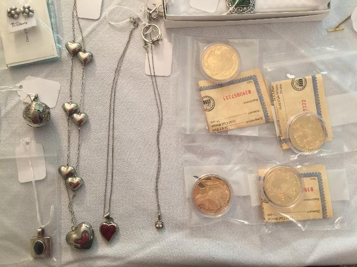 Sterling jewelry and collector coins